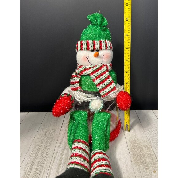 Christmas Snowman Dangly Legs Plastic Candy Jar Holiday Winter Decor Gift - Picture 3 of 4